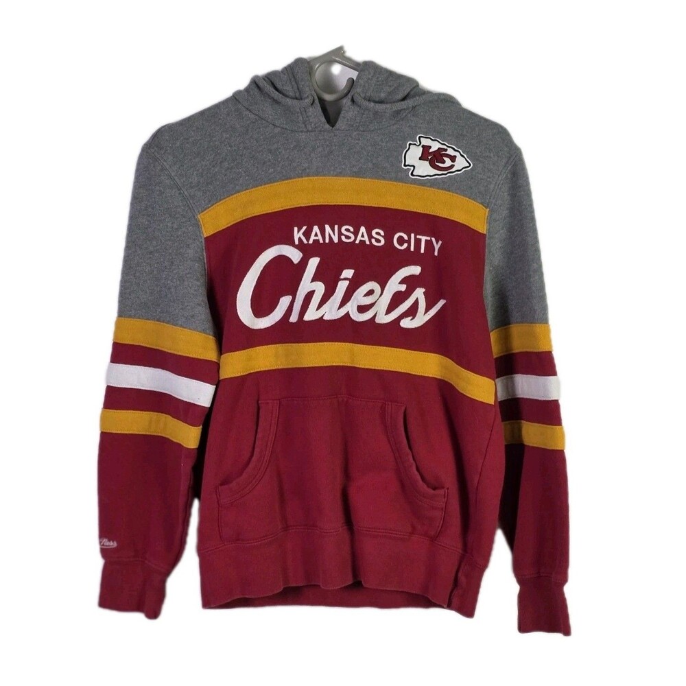 Mitchell & Ness Extra Small Red & Gray Kansas City Chiefs Throwback Hoodie
